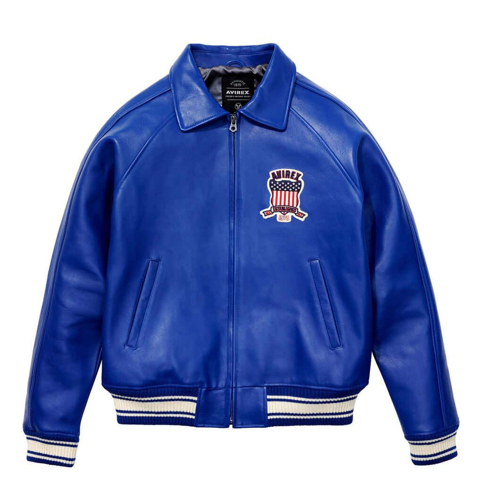 Mens Blue Avirex Leather Bomber Jacket – Leather Jacket Gear®