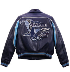 Mens Blue Avirex Nitro Run Varsity Leather Jacket-1