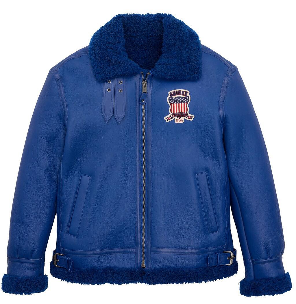 Mens Blue Sheepskin Avirex B3 Shearling Jacket – Leather Jacket Gear®