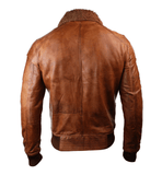 Mens Brown Leather Aviator Original B3 Bomber Jacket-2