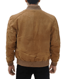 Men's Brown Suede Leather Bomber Jacket-1