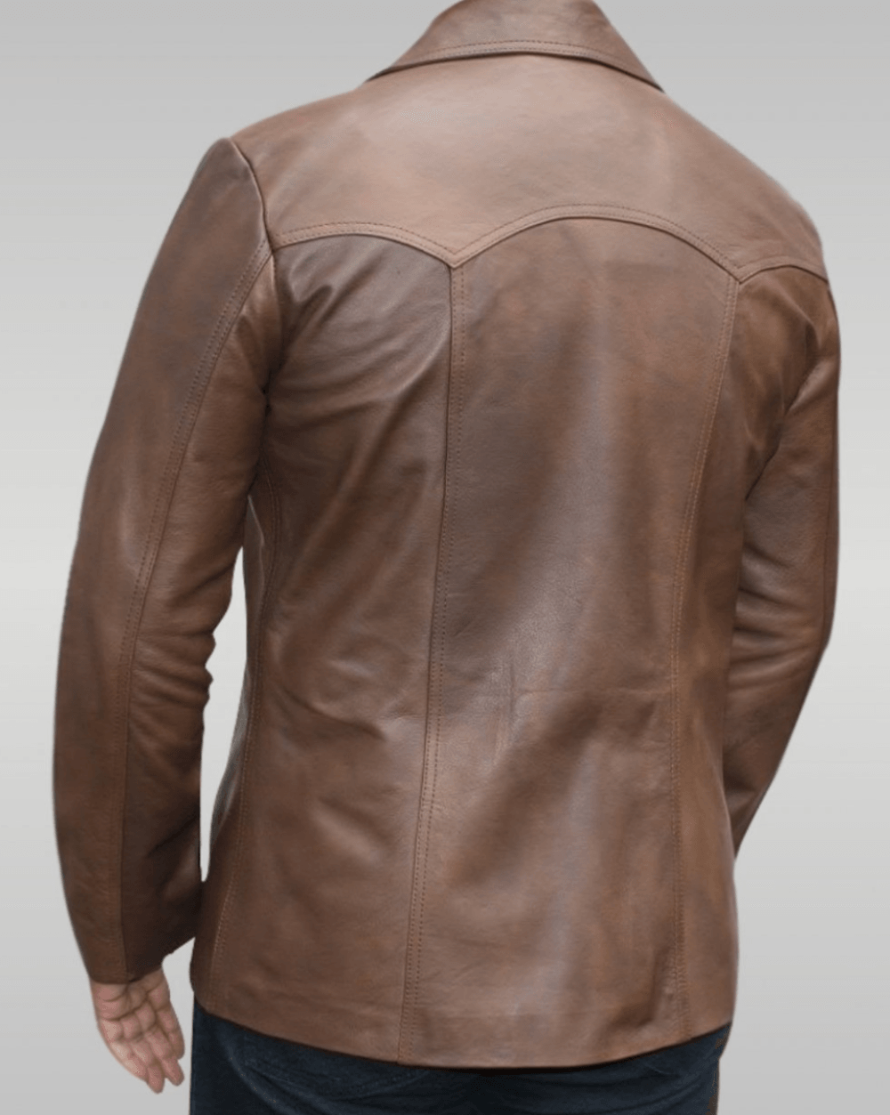 Mens Brown Vintage Leather Biker Jacket Back