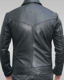 Mens Classic Style Black Leather Shirt Jacket-1