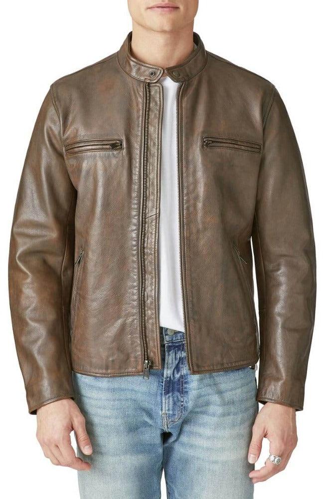Mens Coffee Brown Leather Biker Jacket – Leather Jacket Gear®