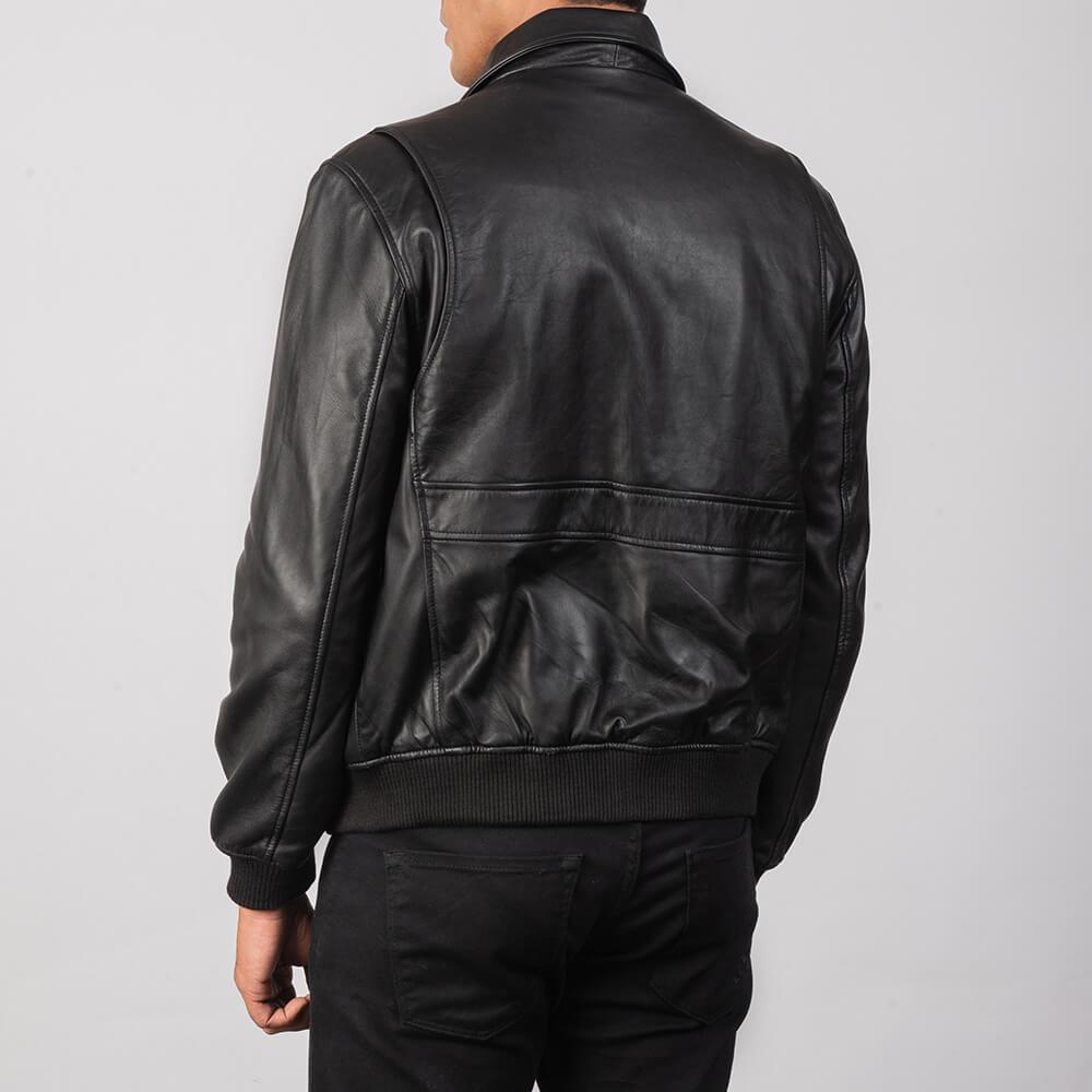 Mens Coffman Black Leather Bomber Jacket – Leather Jacket Gear