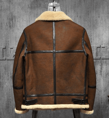 Mens Dark Brown B3 Shearling Aviator Leather Jacket Back