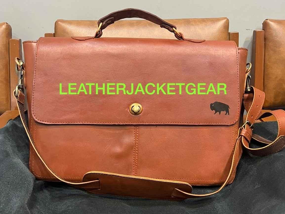 Mens Denver Autumn Brown Leather Laptop Messenger Bag Delivered-3