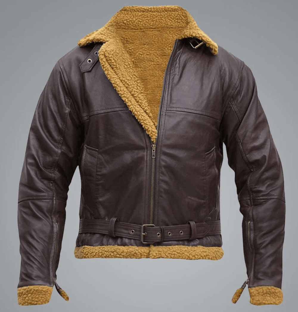 Men's Flying Aviator Sheepskin Brown Shearling Jacket