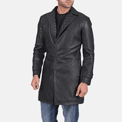 Mens Infinity Black Leather Coat-1