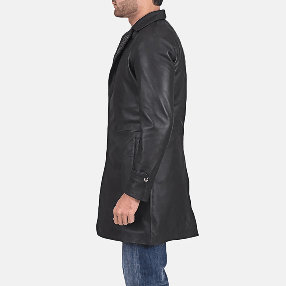 Mens Infinity Black Leather Coat-3