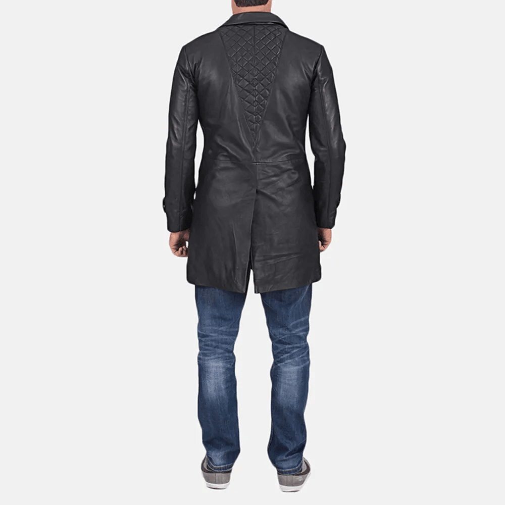 Mens Infinity Black Leather Coat-4