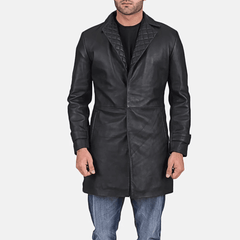 Mens Infinity Black Leather Coat