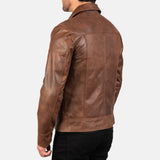 Mens Lavender Brown Leather Biker Jacket Back