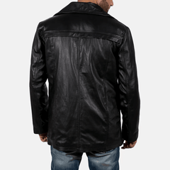 Mens Long Black Leather Coat-3