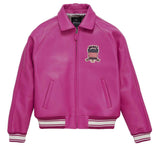 Mens Pink Avirex Leather Bomber Jacket-1