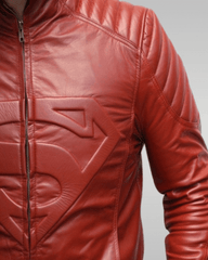 Mens Red Superman Leather Jacket-3