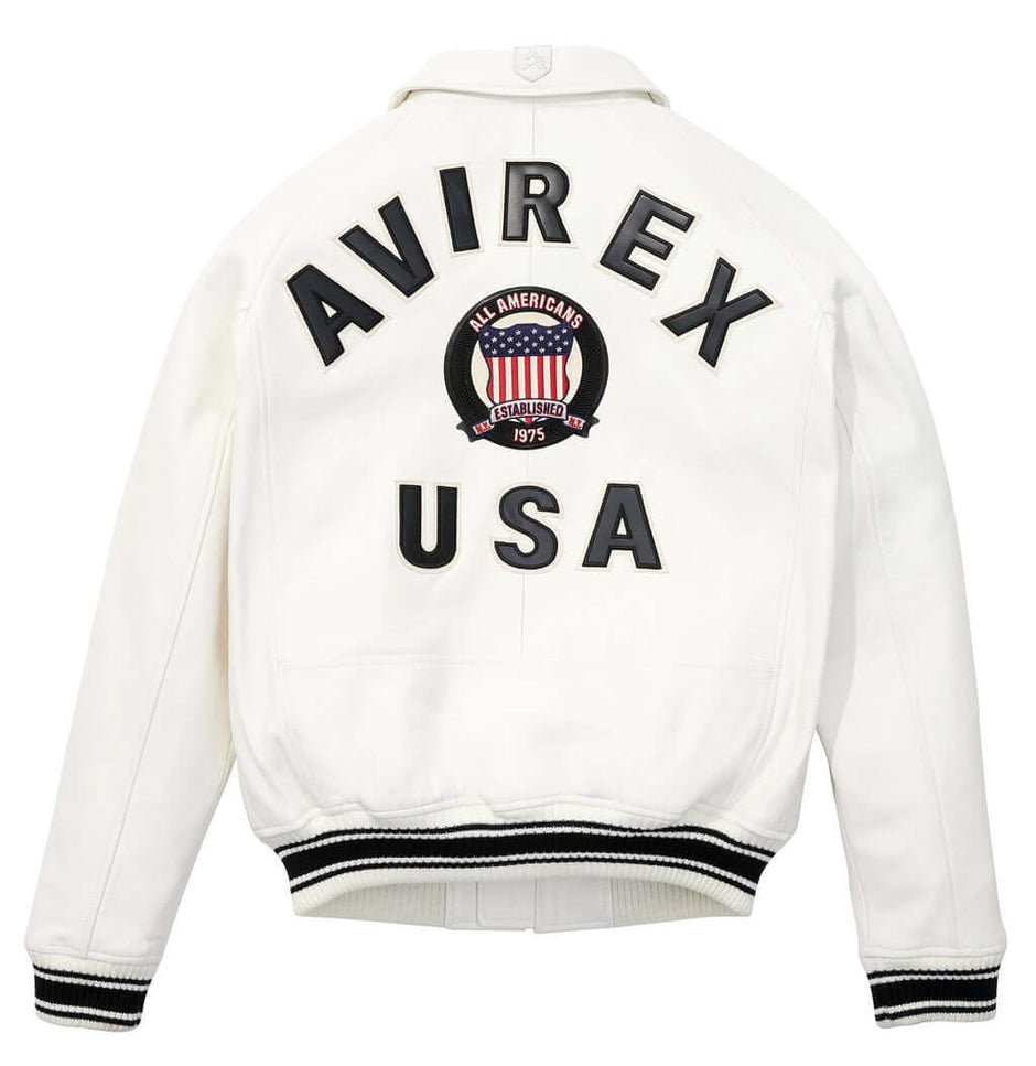 Mens Avirex Icon White Leather Jacket - Leather Jacket Gear