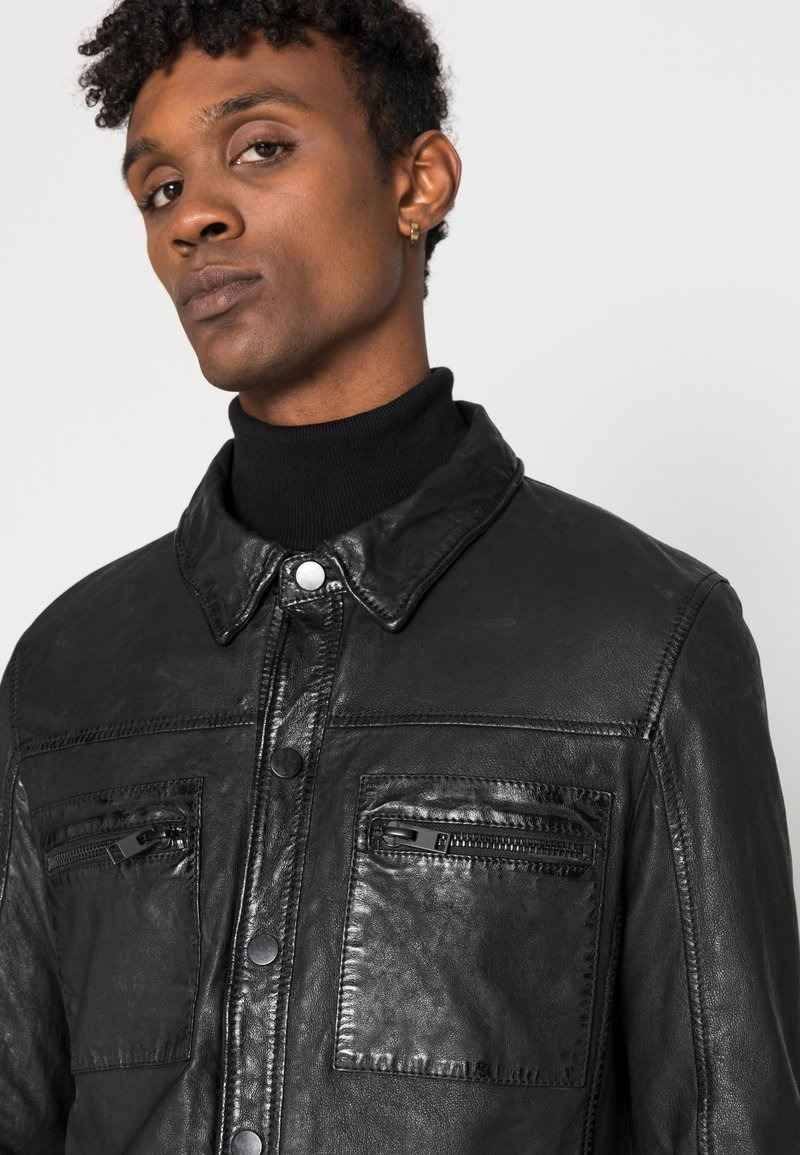 Mens Black Reversible Leather Jacket Shirt – Leather Jacket Gear