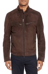 Brown Suede Leather Biker Jacket