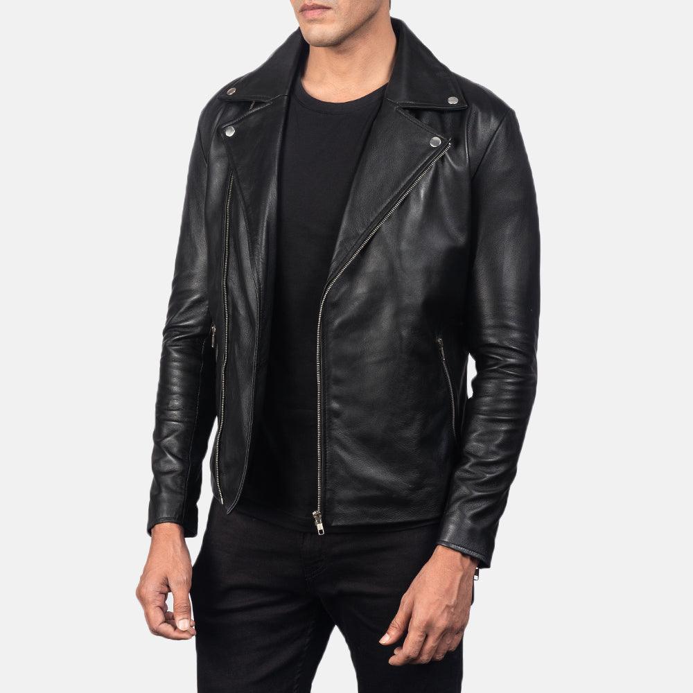 Noah Black Leather Biker Jacket Men-4