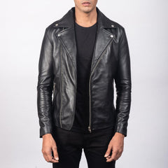 Noah Black Leather Biker Jacket Men-3