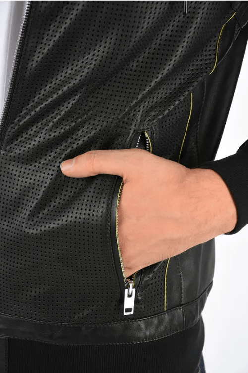 Mens Perforated Leather Jacket-2