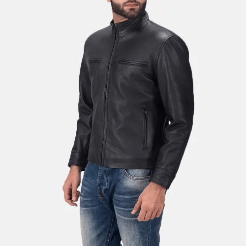 Plain Black Leather Jacket-1