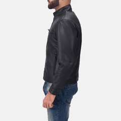 Plain Black Leather Jacket-2