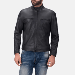 Plain Black Leather Jacket-