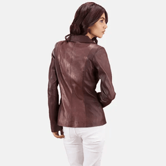Womens Ruby Metallic Leather Blazer Jacket-3