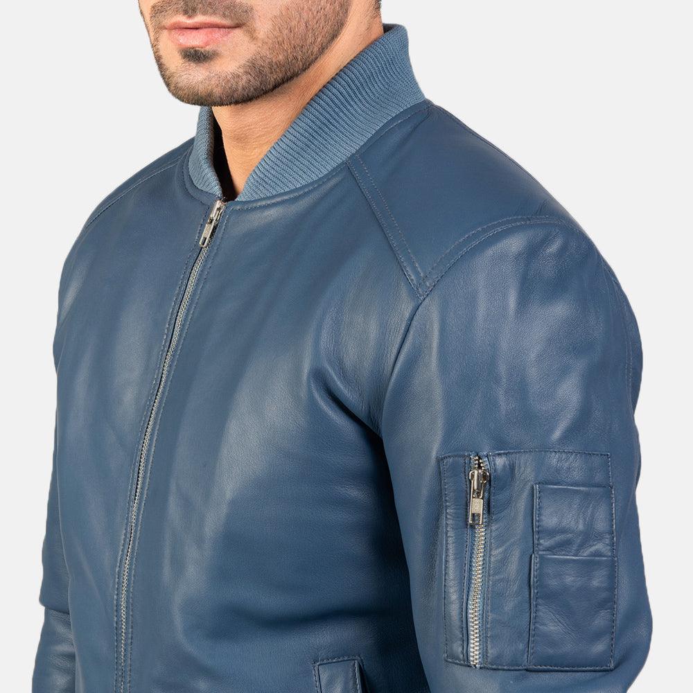 Mens Sapphire Blue Leather Bomber Jacket – Leather Jacket Gear
