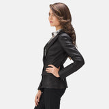 Womens Selina Black Leather Blazer-3