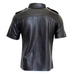 Short Sleeve Leather Shirt-4
