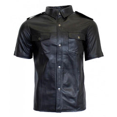 Short Sleeve Leather Shirt-2