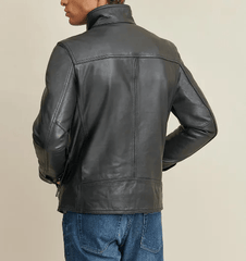 Mens Simple Black Leather Jacket-2