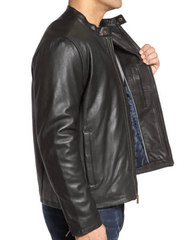 Mens Simple Casual Leather Jacket-2