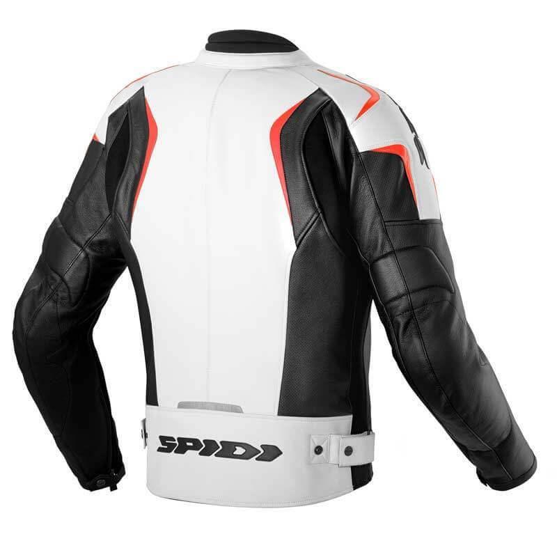 Spidi Track Leather Motorcycle Racing Jacket - Black White Red