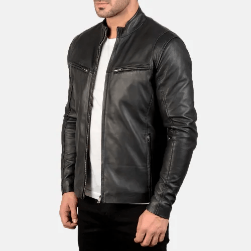 Mens Stylish Black Leather Jacket-1