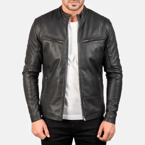 Mens Stylish Black Leather Jacket-2