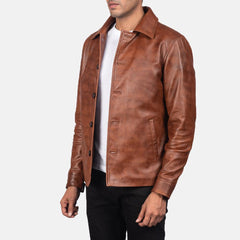 Mens Stylish Brown Leather Jacket-3