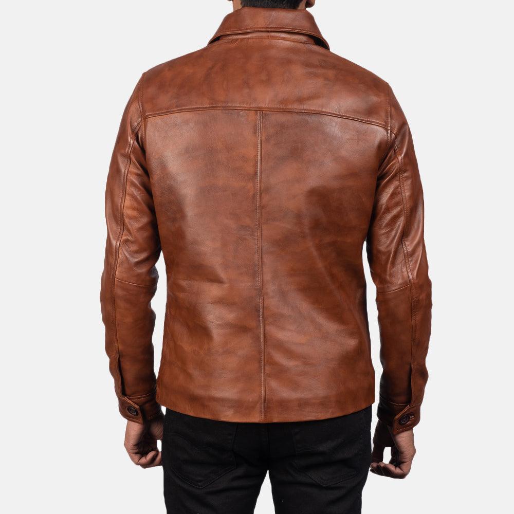 Mens Stylish Brown Leather Jacket-2