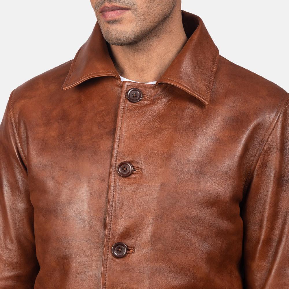 Mens Stylish Brown Leather Jacket-1