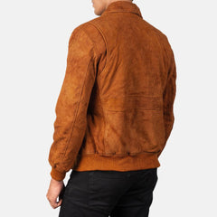 Mens Suede Leather Bomber Jacket-2