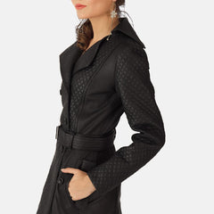 Womens Sweet Susan Leather Trench Coat-2