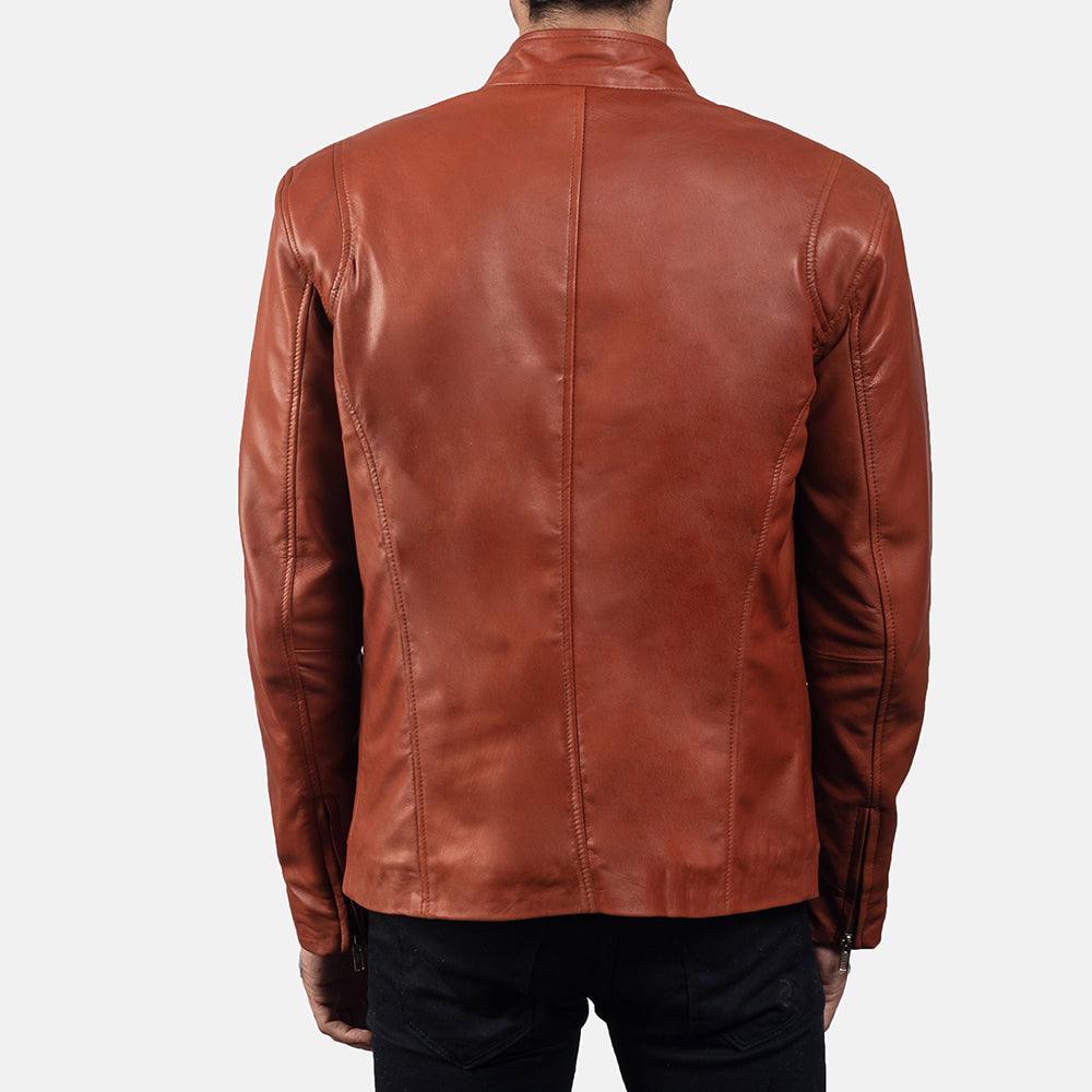 Mens Ionic Tan Brown Leather Casual Jacket-1