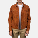 Mens Tan Brown Suede Leather Jacket-1