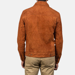 Mens Tan Brown Suede Leather Jacket-3