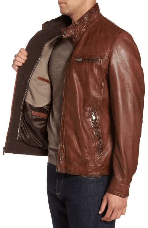 Mens Tan Brown Leather Jacket-1