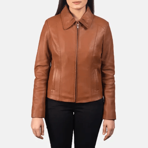 Womens Colette Brown Leather Jacket
