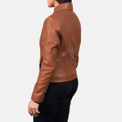 Womens Colette Brown Leather Jacket-2